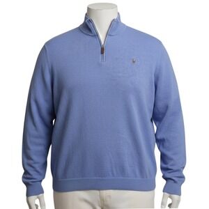 Polo Ralph Lauren Mens XXL Blue Estate Rib 1/4 Zip Pullover Sweater Flesh Pony